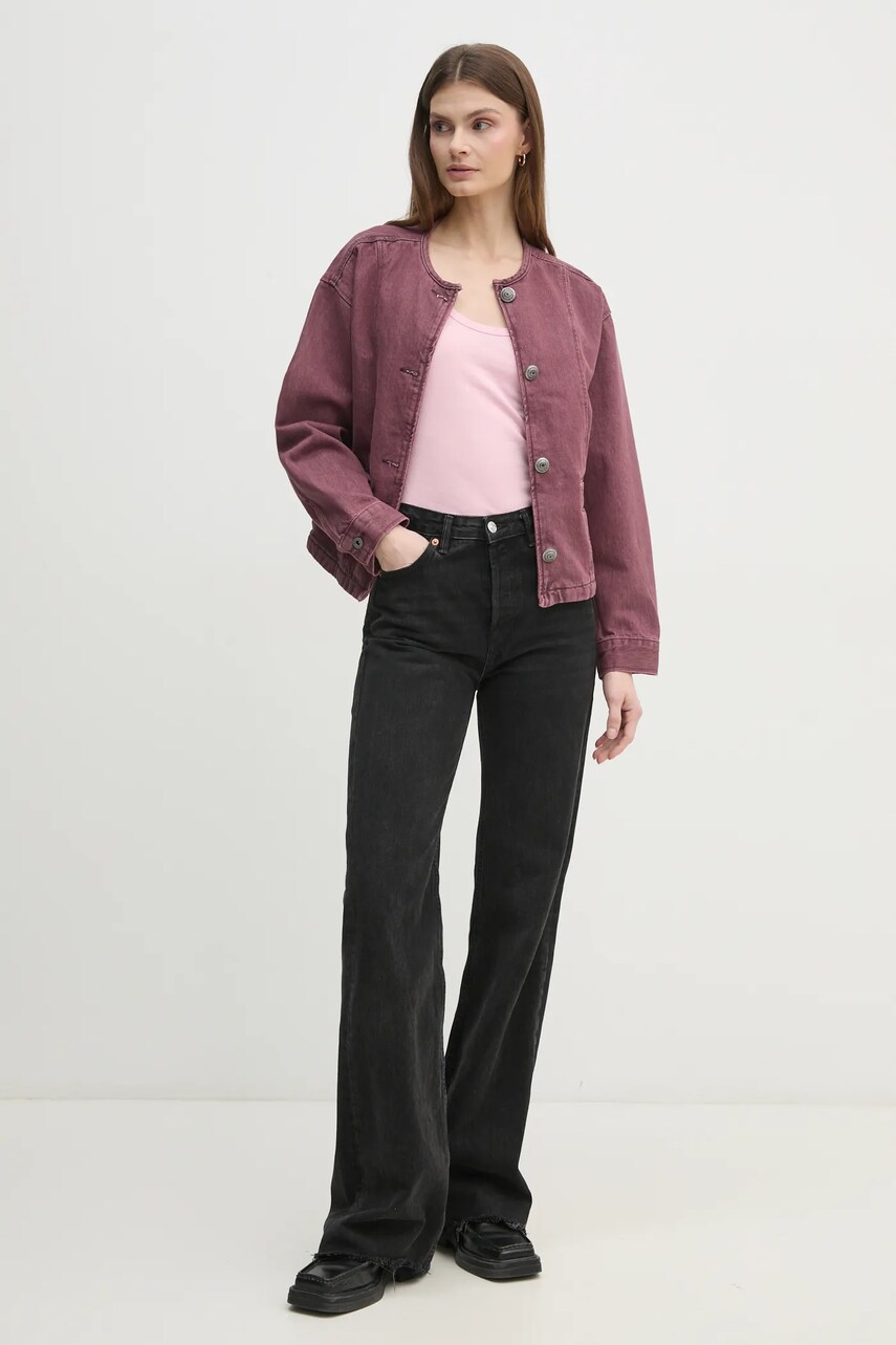Джинсова куртка Pepe Jeans DAENA BERRY жіноча колір рожевий перехідна oversize PL402525