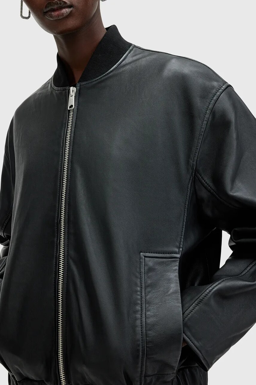 Шкіряна куртка AllSaints YARA жіноча колір чорний перехідна W074LB