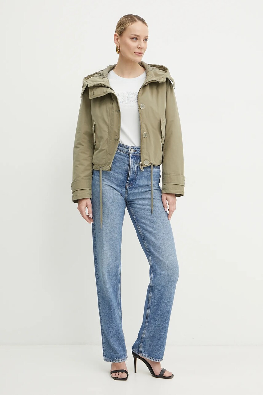 Куртка Guess NORA колір зелений перехідна oversize W5RL13 WGWD2
