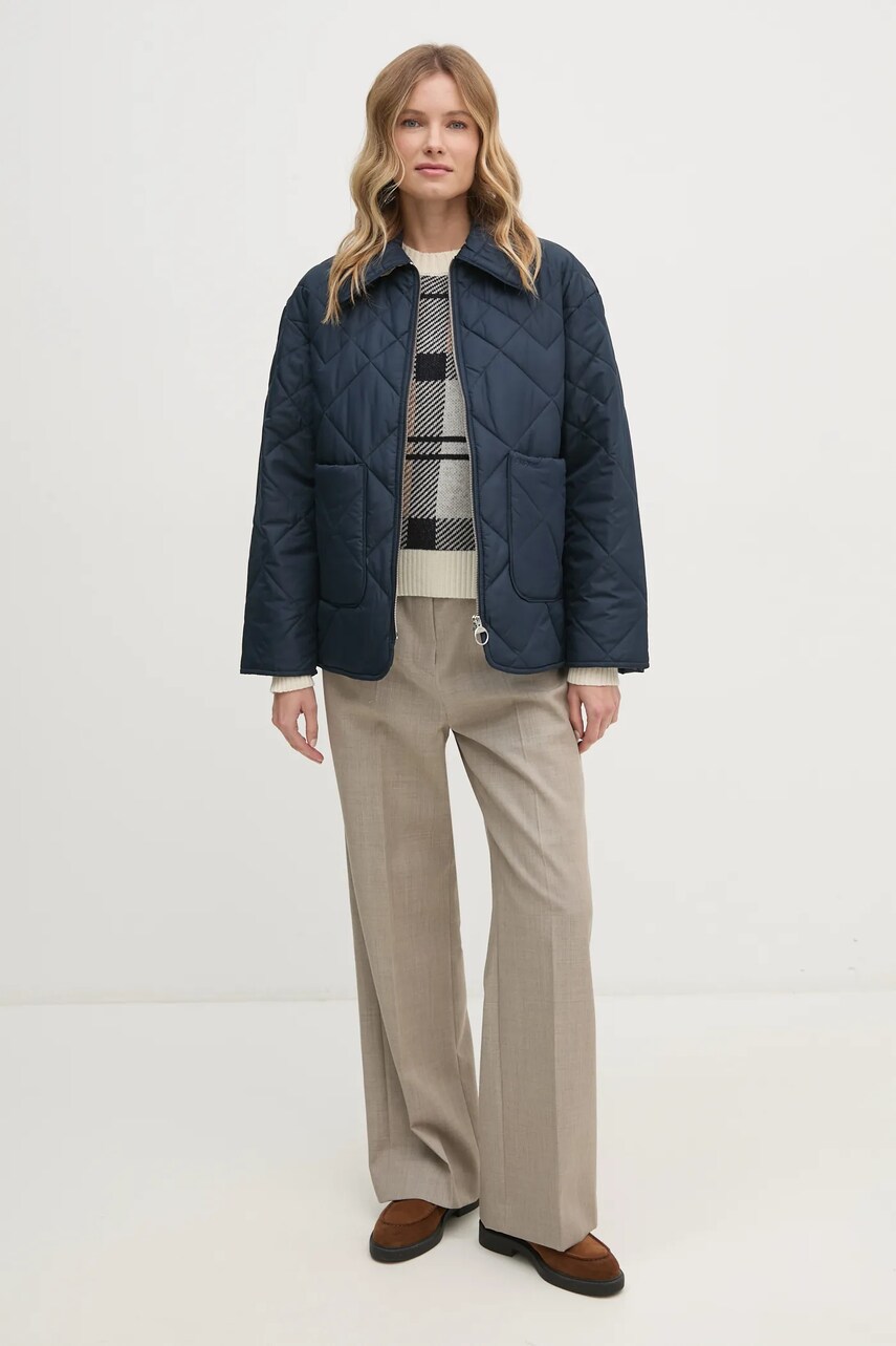 Куртка Barbour жіноча колір синій перехідна oversize LQU1799NY51