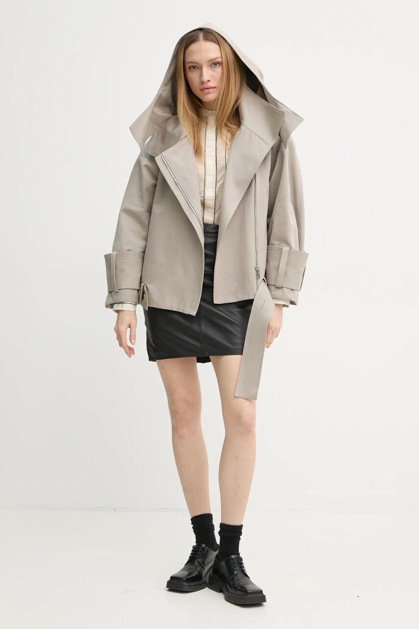 Куртка AERON LINDEN жіноча колір бежевий перехідна oversize JK102556