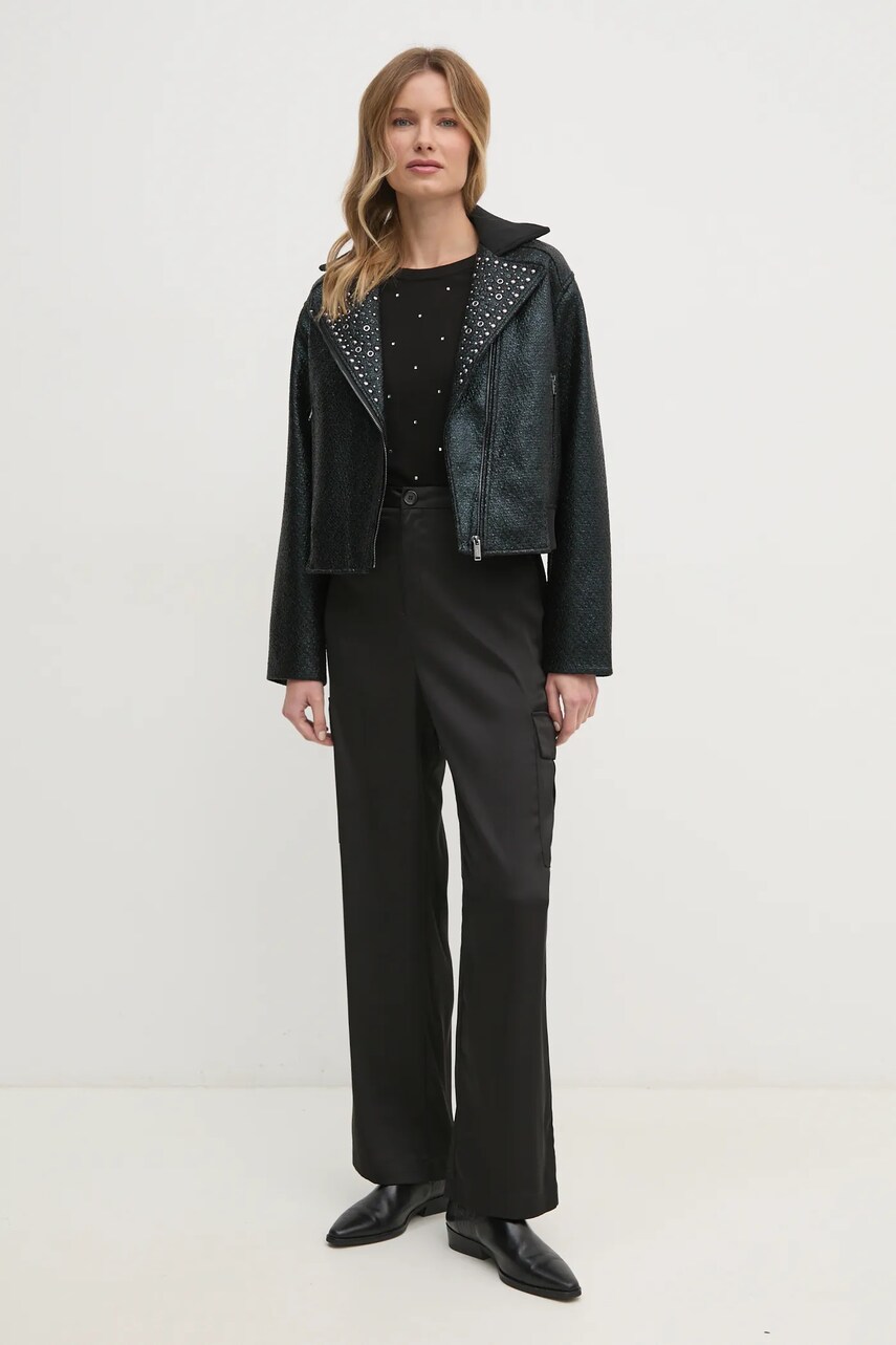 Куртка Dkny жіноча колір чорний перехідна P4JJ6XIY