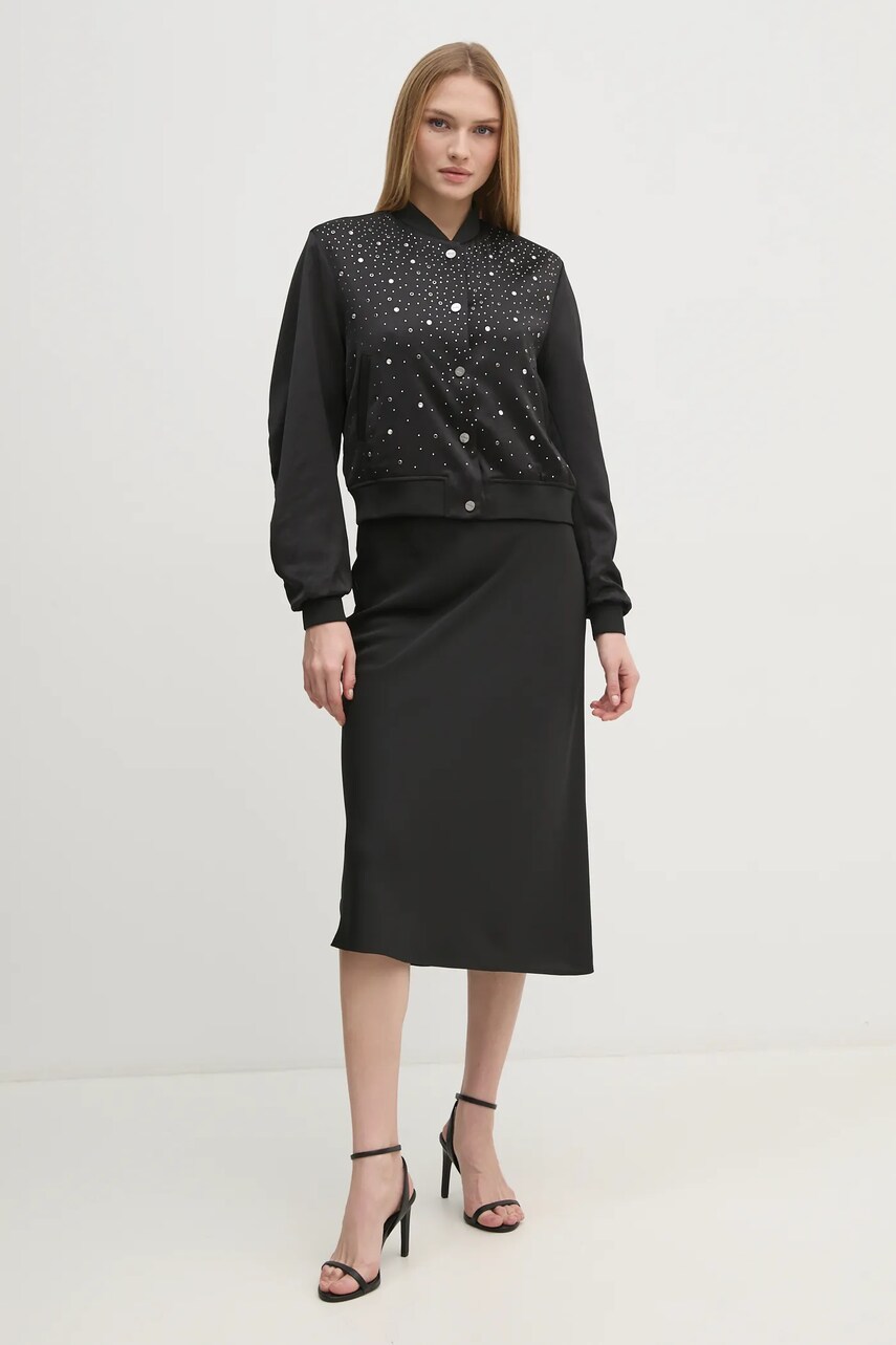 Куртка Dkny жіноча колір чорний перехідна P4JJZXIZ