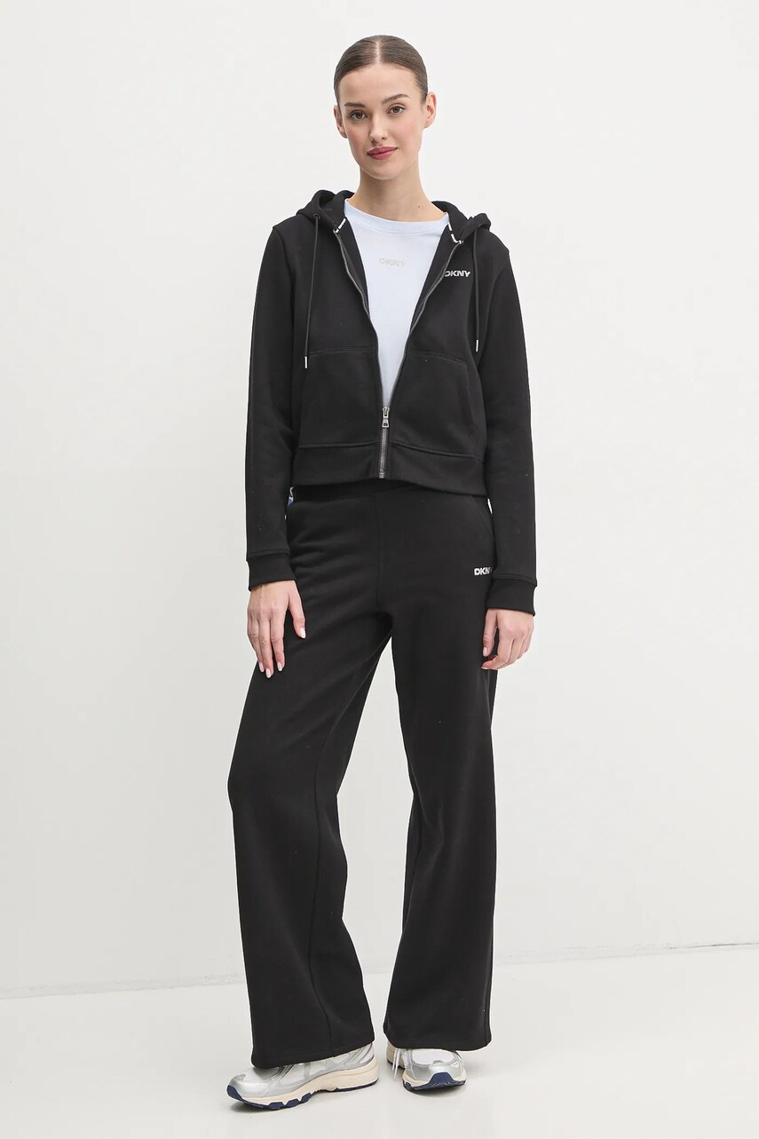 Кофта Dkny жіноча колір чорний з капюшоном однотонна DP5J9508