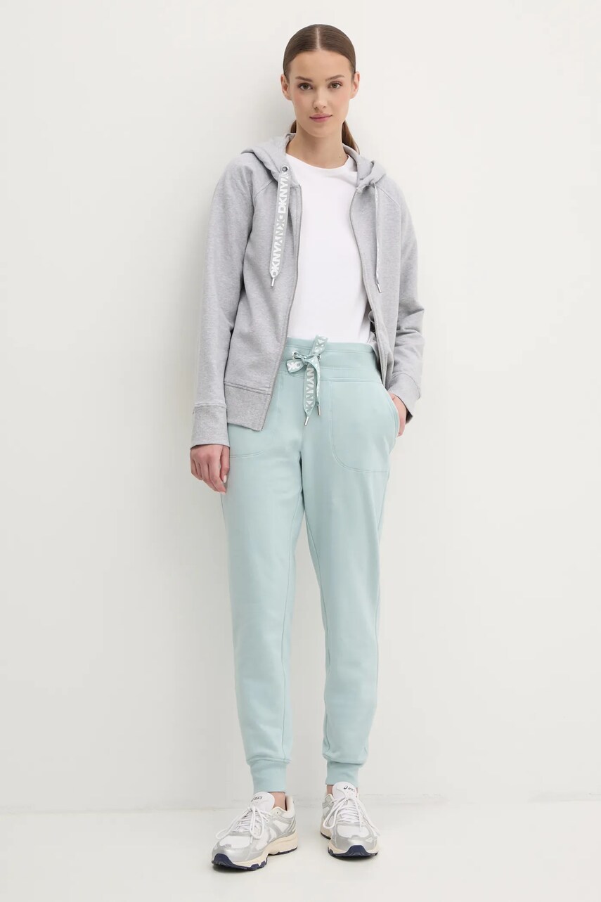 Кофта Dkny жіноча колір сірий з капюшоном однотонна DP5J9510