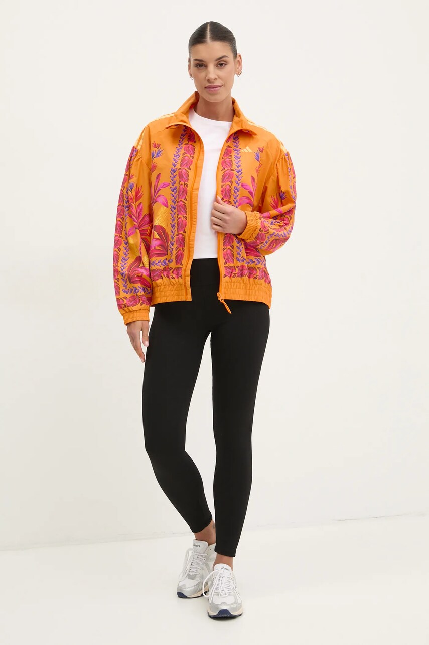 Куртка adidas x Farm Rio колір помаранчевий перехідна oversize JD6305