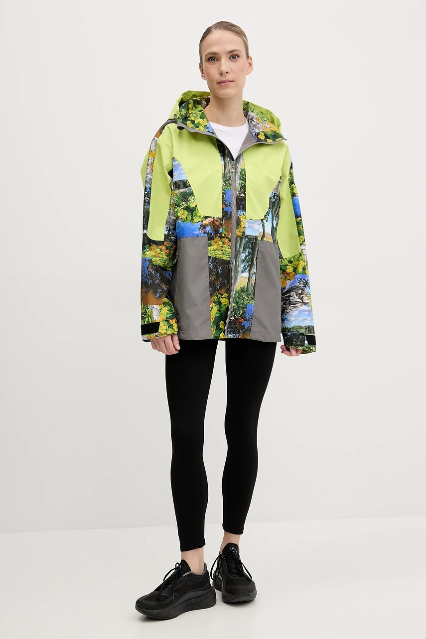 Дощовик adidas by Stella McCartney TrueNature Earth Collage жіноча колір зелений перехідна oversize JF8480