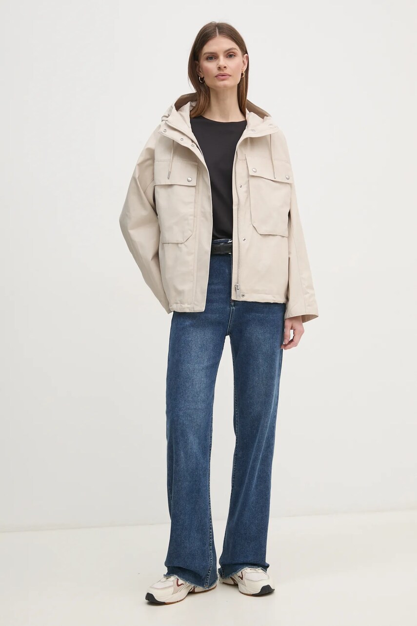 Куртка Tommy Hilfiger жіноча колір бежевий перехідна WW0WW44421