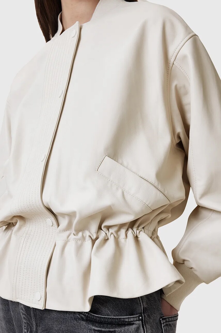 Шкіряна куртка AllSaints SOFI колір білий перехідна W126LB