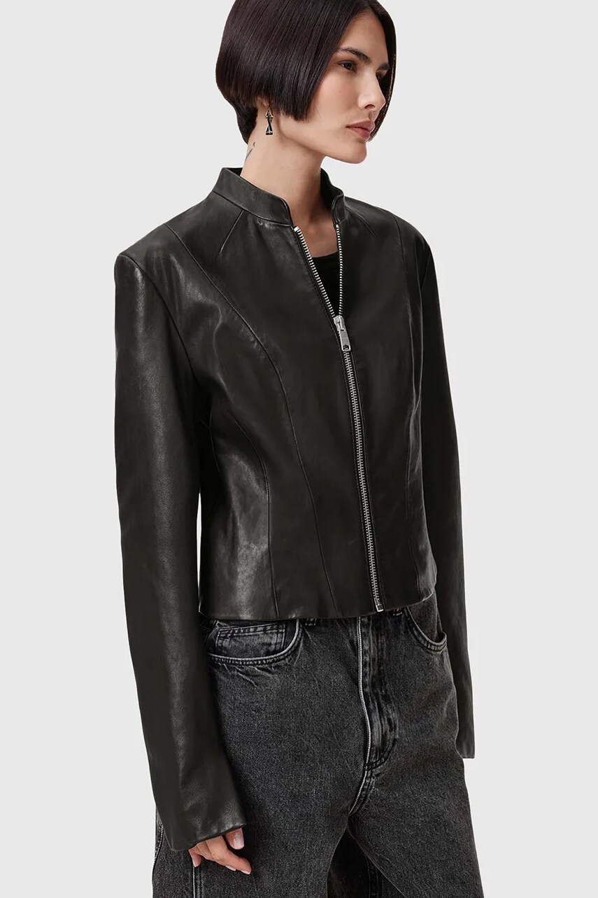 Шкіряна куртка AllSaints SADLER колір чорний перехідна W139LB