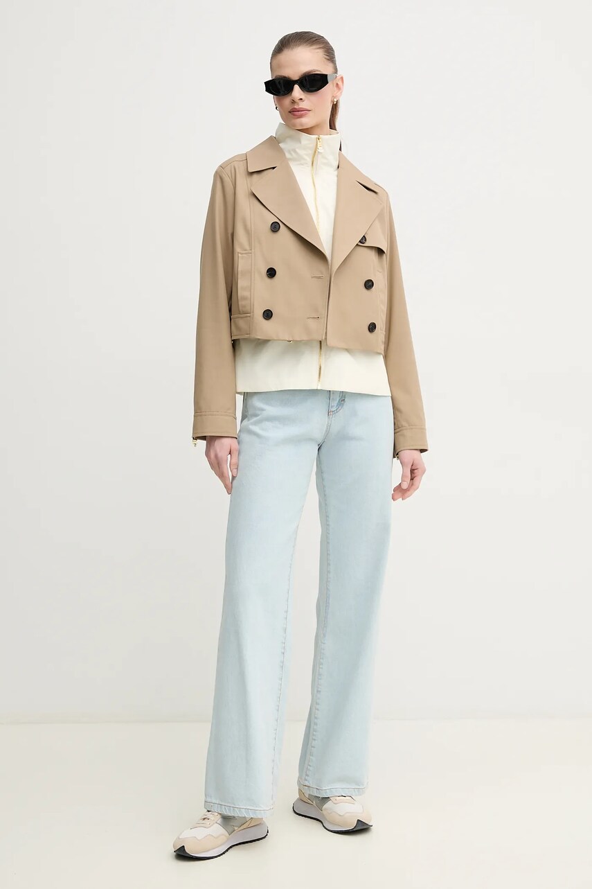 Короткий тренч MACKAGE колір бежевий перехідний двобортний ALINE.CO