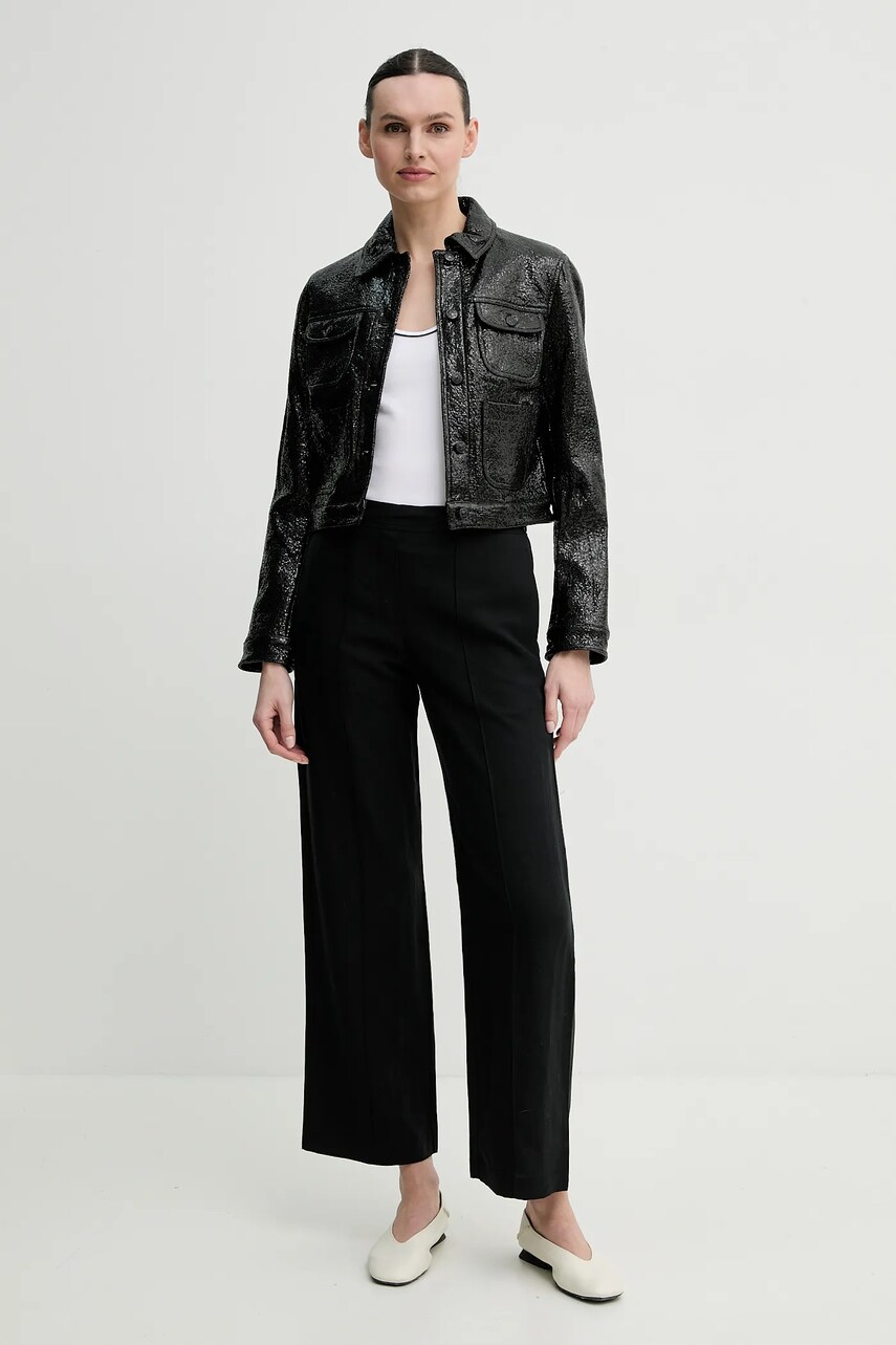 Куртка The Kooples колір чорний перехідна FBLO30018K