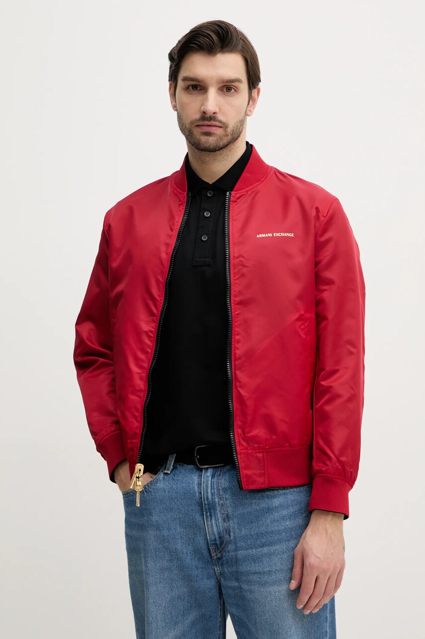 Двостороння куртка-бомбер Armani Exchange колір чорний перехідна XM000189 AF12011