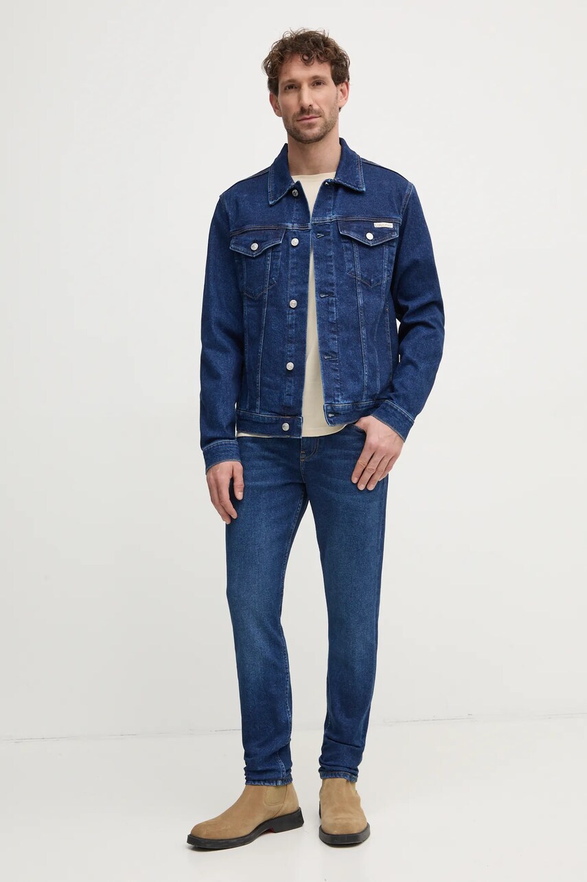 Джинсова куртка Calvin Klein Jeans чоловіча колір синій перехідна J30J326553