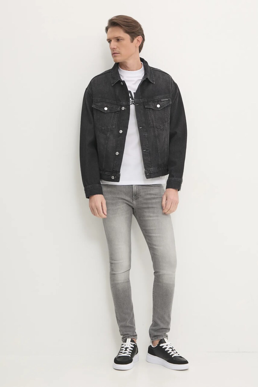 Джинсова куртка Calvin Klein Jeans чоловіча колір чорний перехідна oversize J30J327024