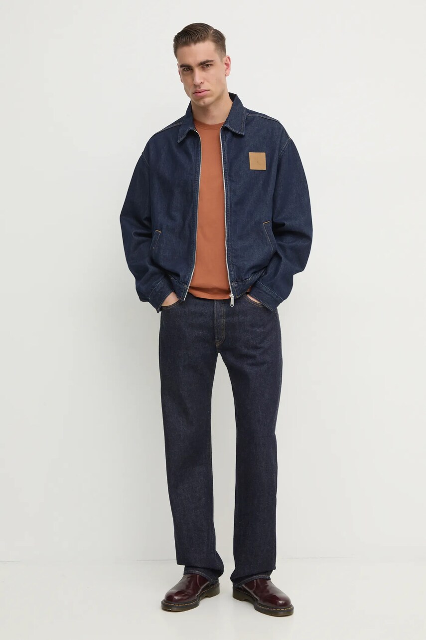 Джинсова куртка Calvin Klein Jeans чоловіча колір синій перехідна oversize J30J327087
