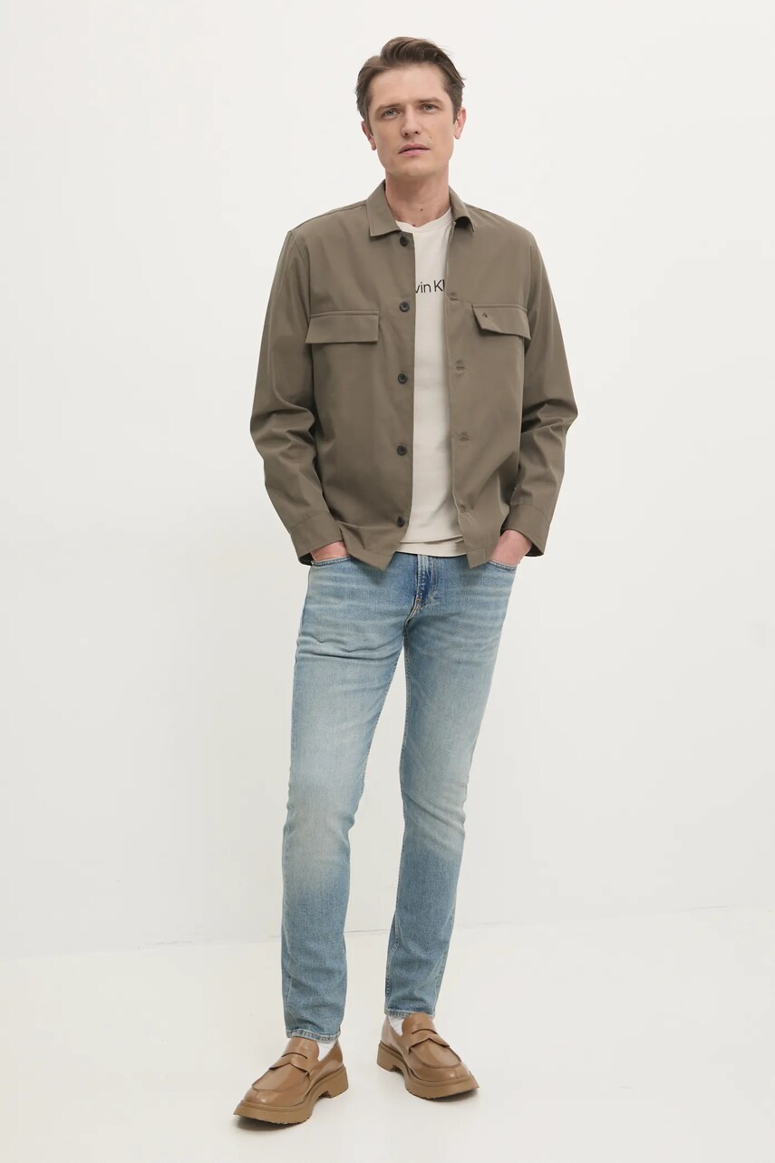 Сорочка Calvin Klein чоловіча колір зелений regular класичний комір K10K113815