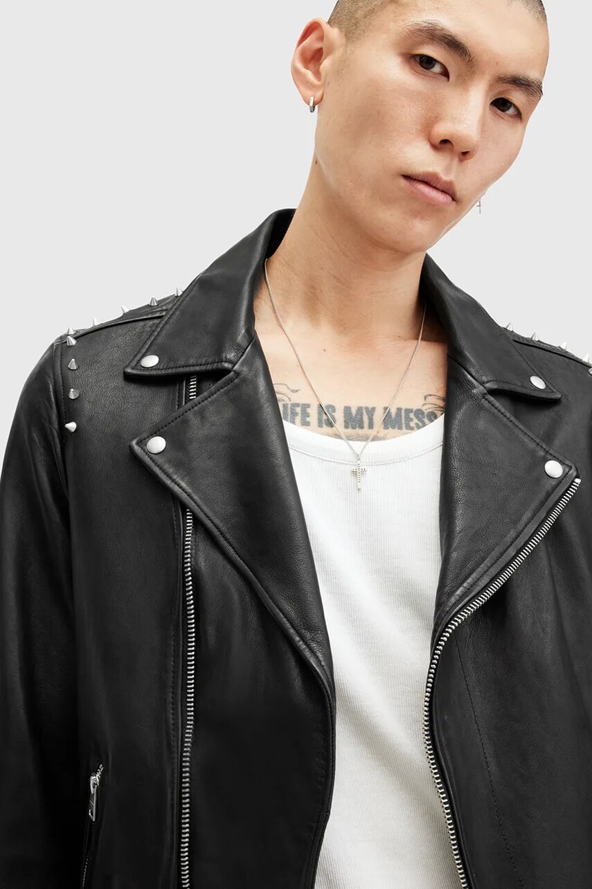 Шкіряна куртка AllSaints CROW чоловіча колір чорний перехідна M053LB