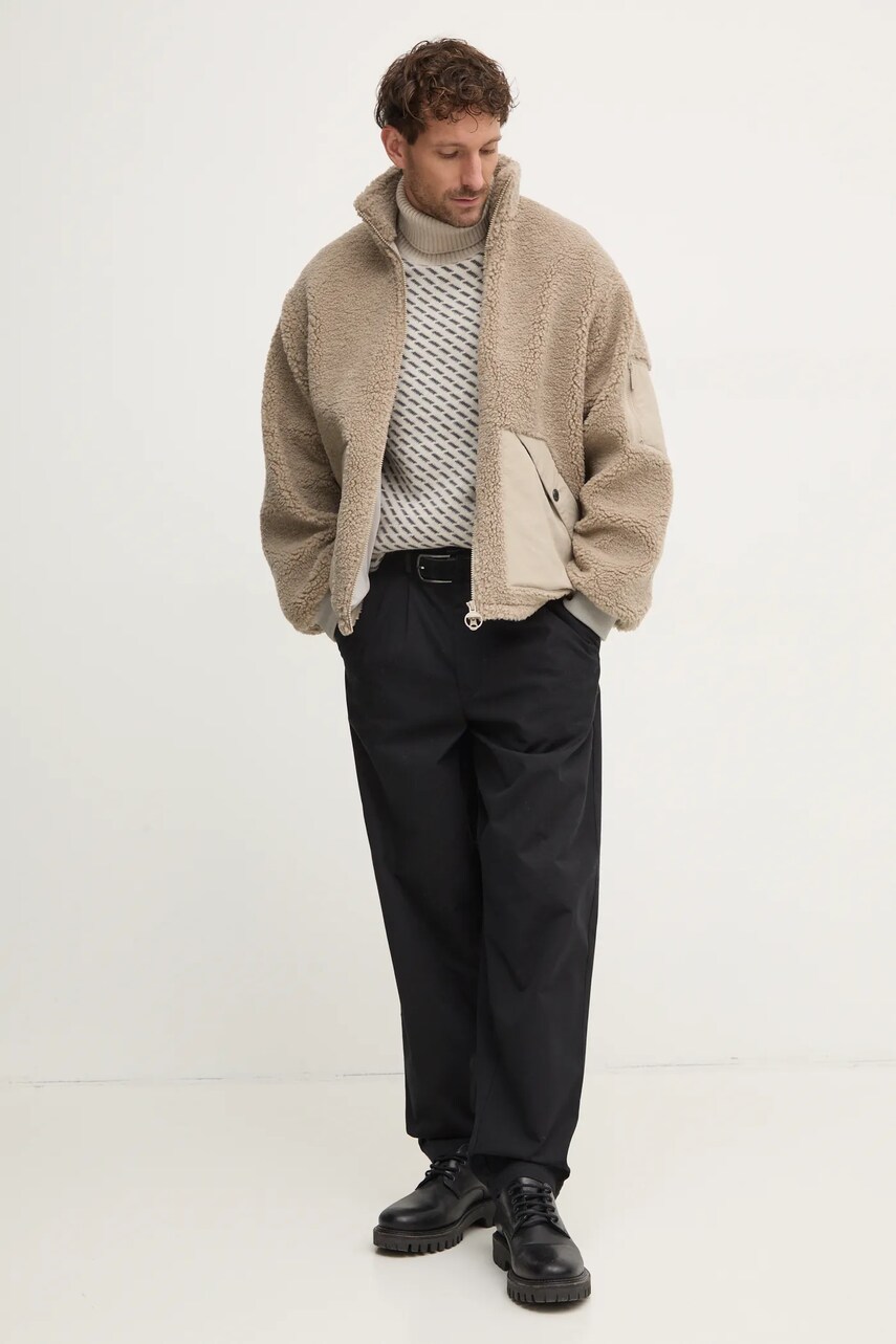 Куртка Barbour чоловіча колір бежевий перехідна oversize MFL0200ST31