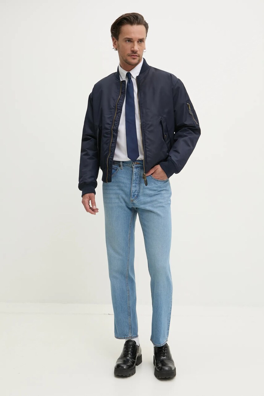 Куртка-бомбер Guess Jeans колір синій перехідна M5RL81 WHAA2