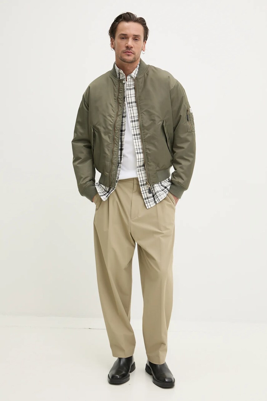 Куртка-бомбер Guess Jeans колір зелений перехідна M5RL81 WHAA2