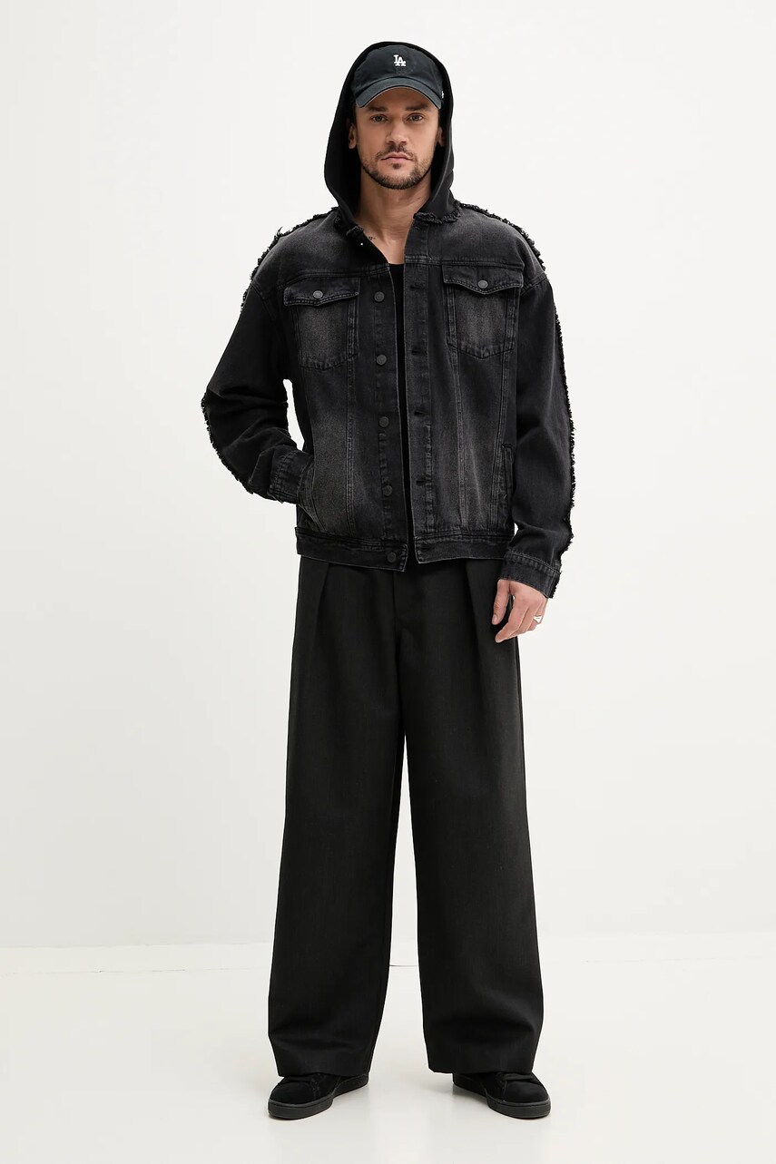 Бавовняна куртка Desigual BERLIN колір сірий перехідна oversize 25SMED04