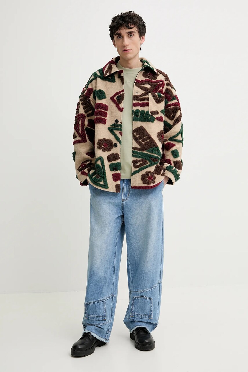 Куртка з домішкою вовни Desigual QUEBEC колір бежевий перехідна 25SMEW02