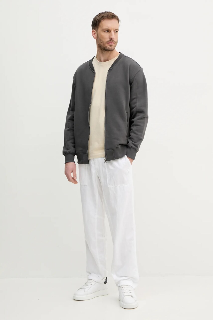 Кофта Alpha Industries Studio Edition Fleece Bomber чоловіча колір сірий однотонна 156302