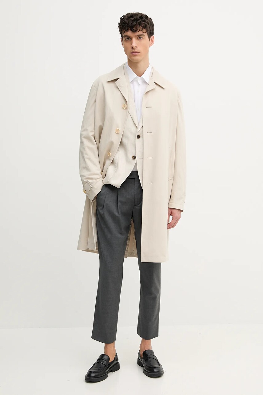 Льняний жакет Tommy Hilfiger чоловіча колір бежевий SQTHL5966.SQTH500
