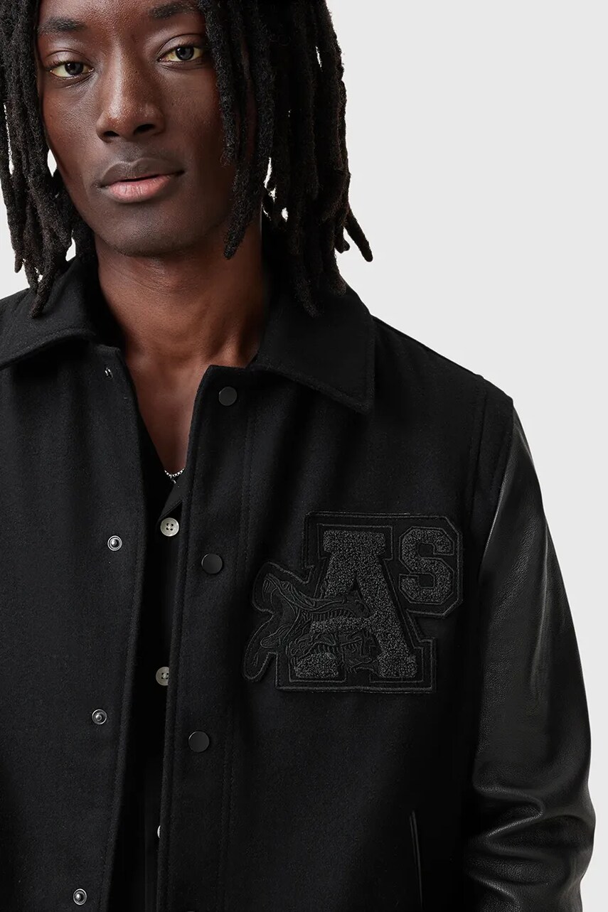 Куртка-бомбер AllSaints WARRENTON колір чорний перехідна M011LC