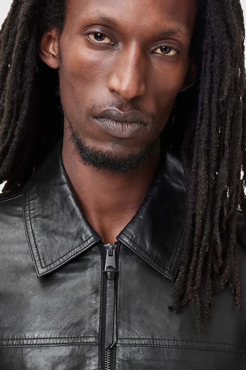 Шкіряна куртка AllSaints GEN колір чорний перехідна M017LC