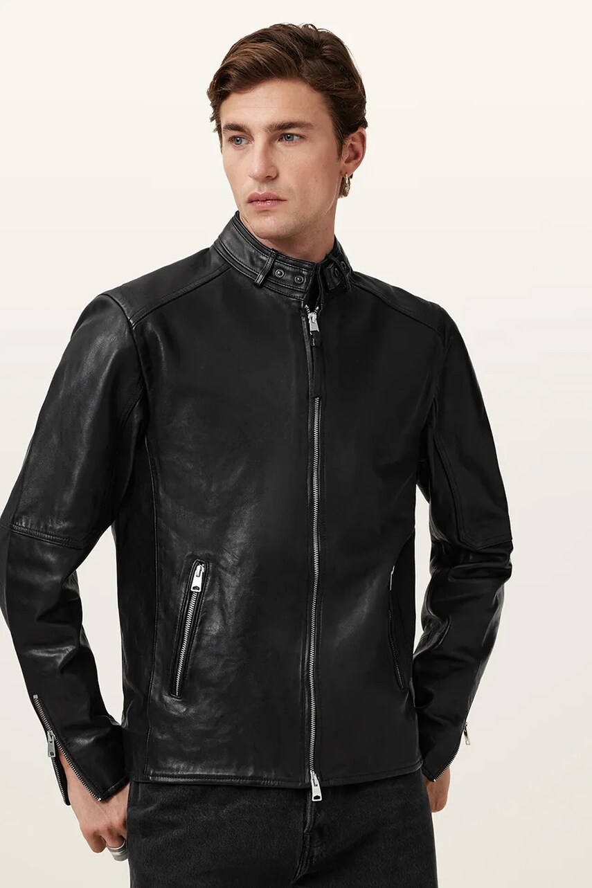 Шкіряна куртка AllSaints CORA колір чорний перехідна M064LB