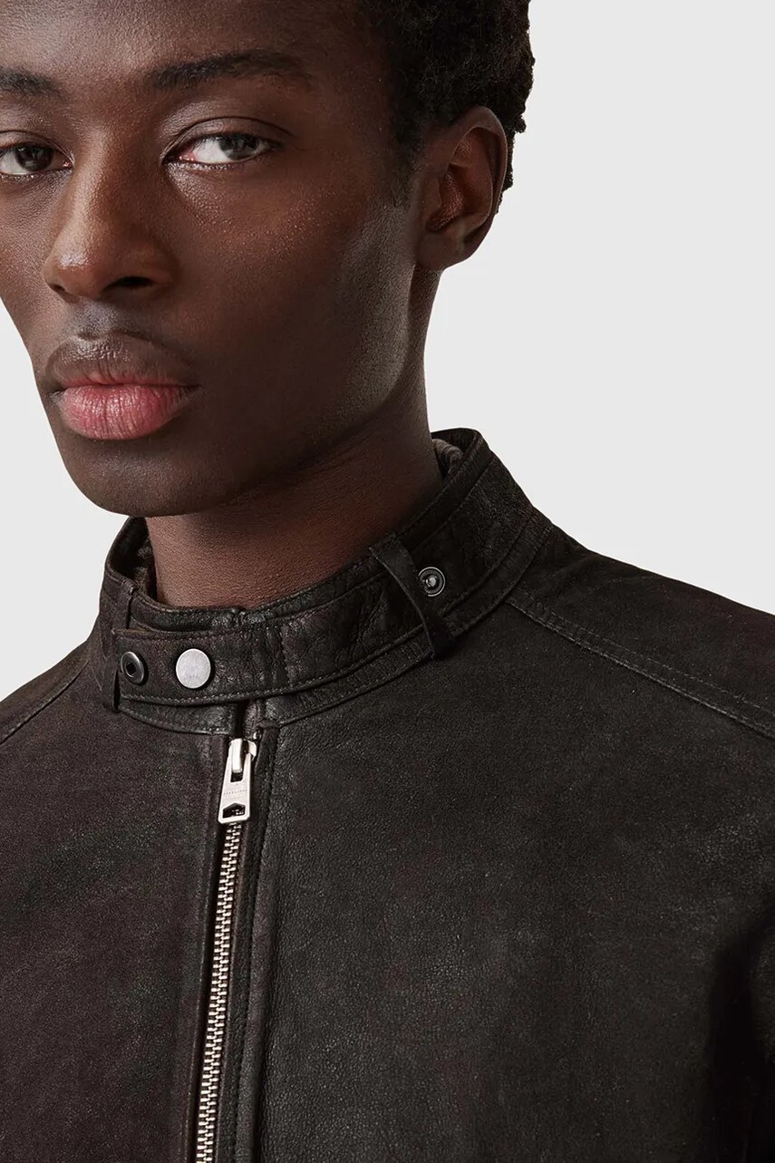 Шкіряна куртка AllSaints CORA колір чорний перехідна M064LB