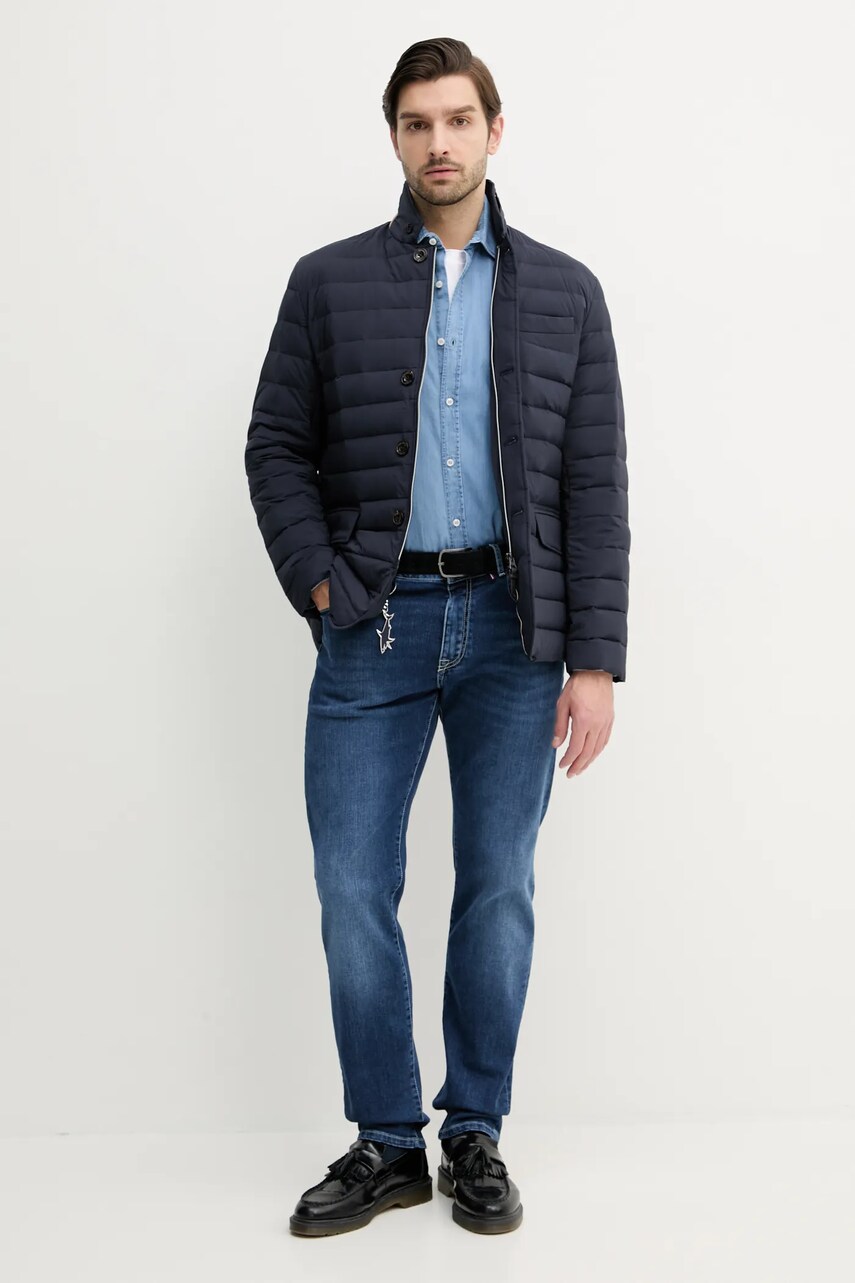 Пухова куртка Hackett London чоловіча колір синій перехідна HM403298
