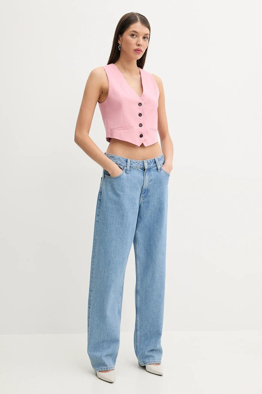 Безрукавка MSGM колір рожевий однобортна 3841MDW01.257106