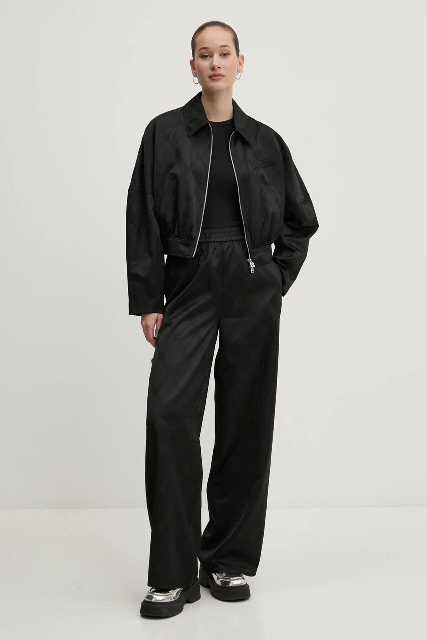 Куртка HUGO жіноча колір чорний перехідна oversize 50538791