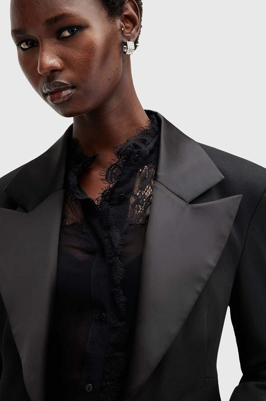 Піджак AllSaints SISTER колір чорний однобортний однотонний W003QB