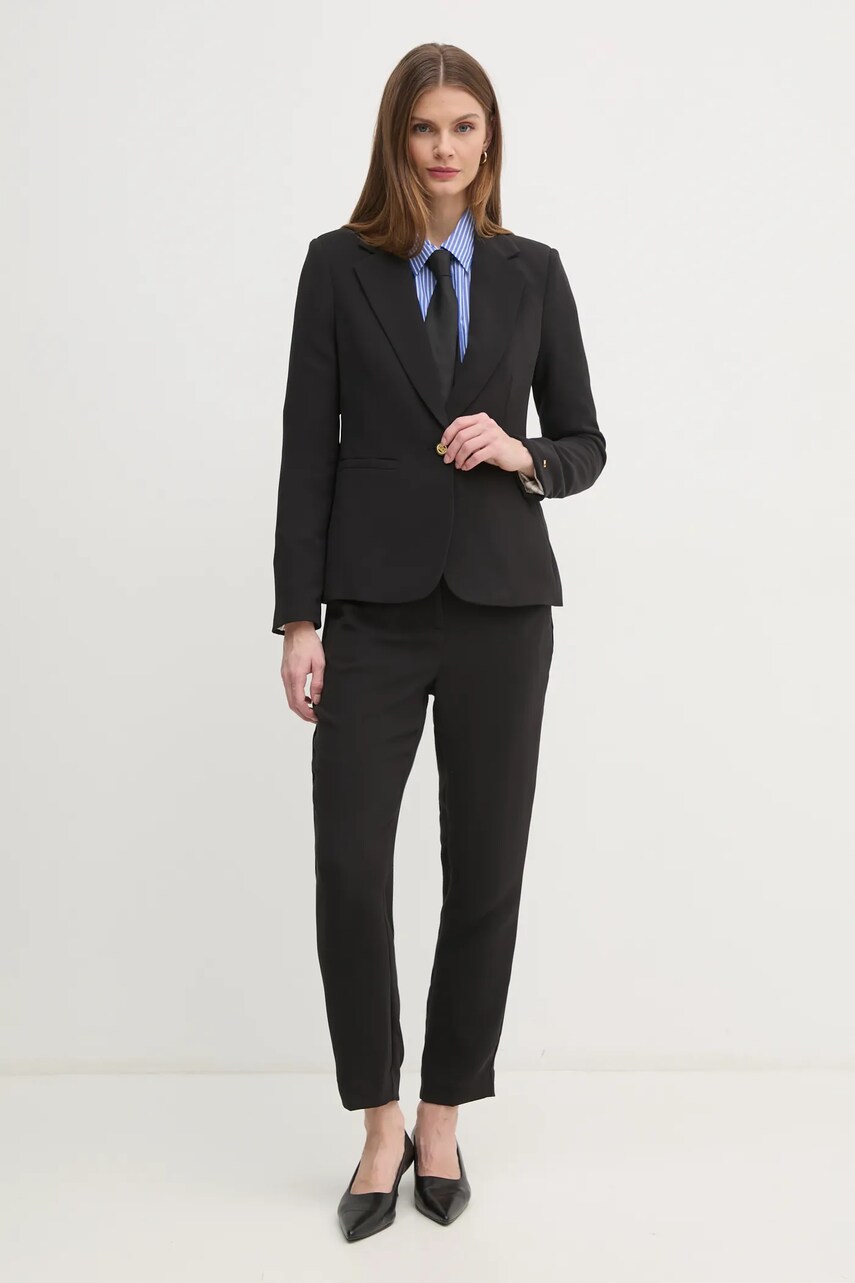 Піджак Tommy Hilfiger колір чорний однобортний однотонний WW0WW44096