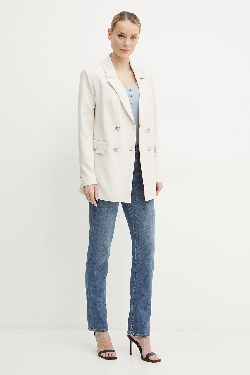 Піджак Guess колір бежевий двобортний однотонний W5RN49 WGX02