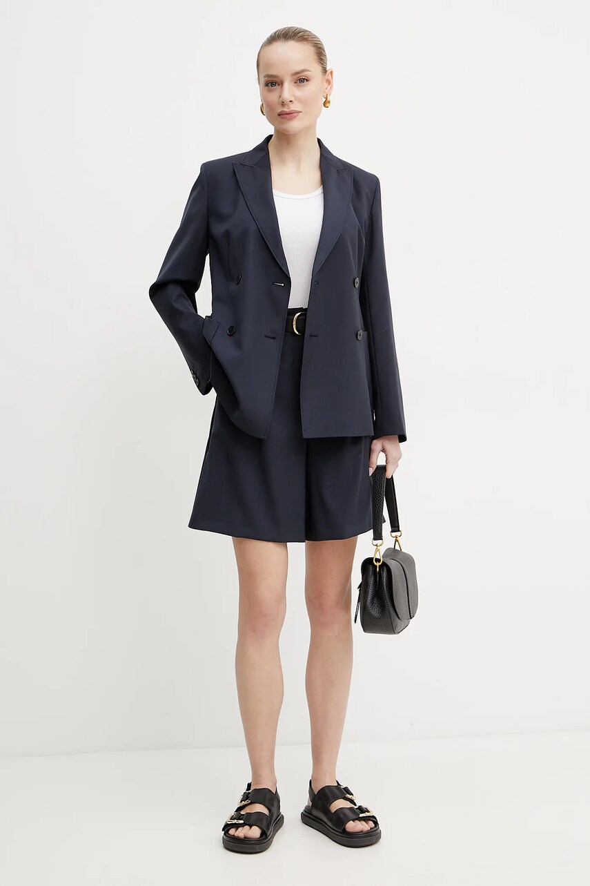 Піджак Weekend Max Mara колір синій двобортний однотонний 2515041031600