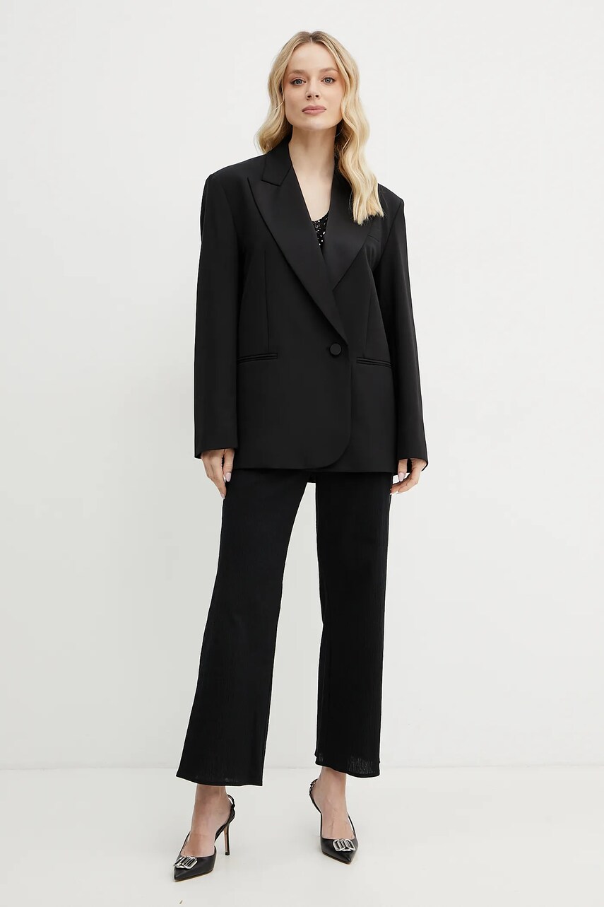 Піджак з домішкою вовни Weekend Max Mara колір чорний однобортний однотонний 2515041071600