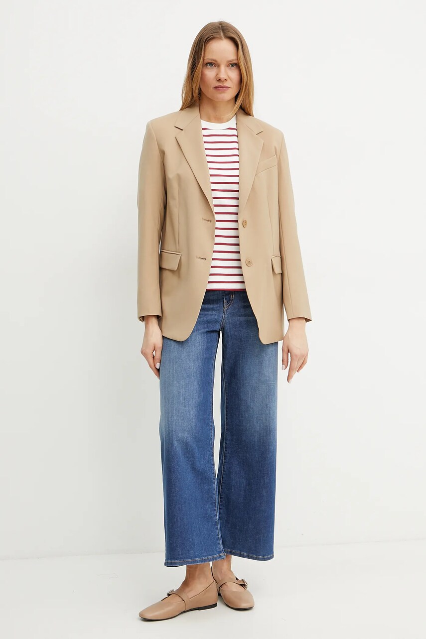 Вовняний піджак Weekend Max Mara колір зелений однобортний однотонний 2515041091600