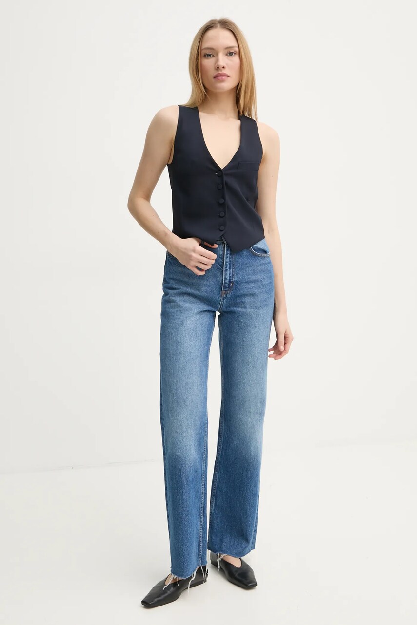 Вовняний жилет ZADIG&VOLTAIRE колір синій однобортний WWBL01913
