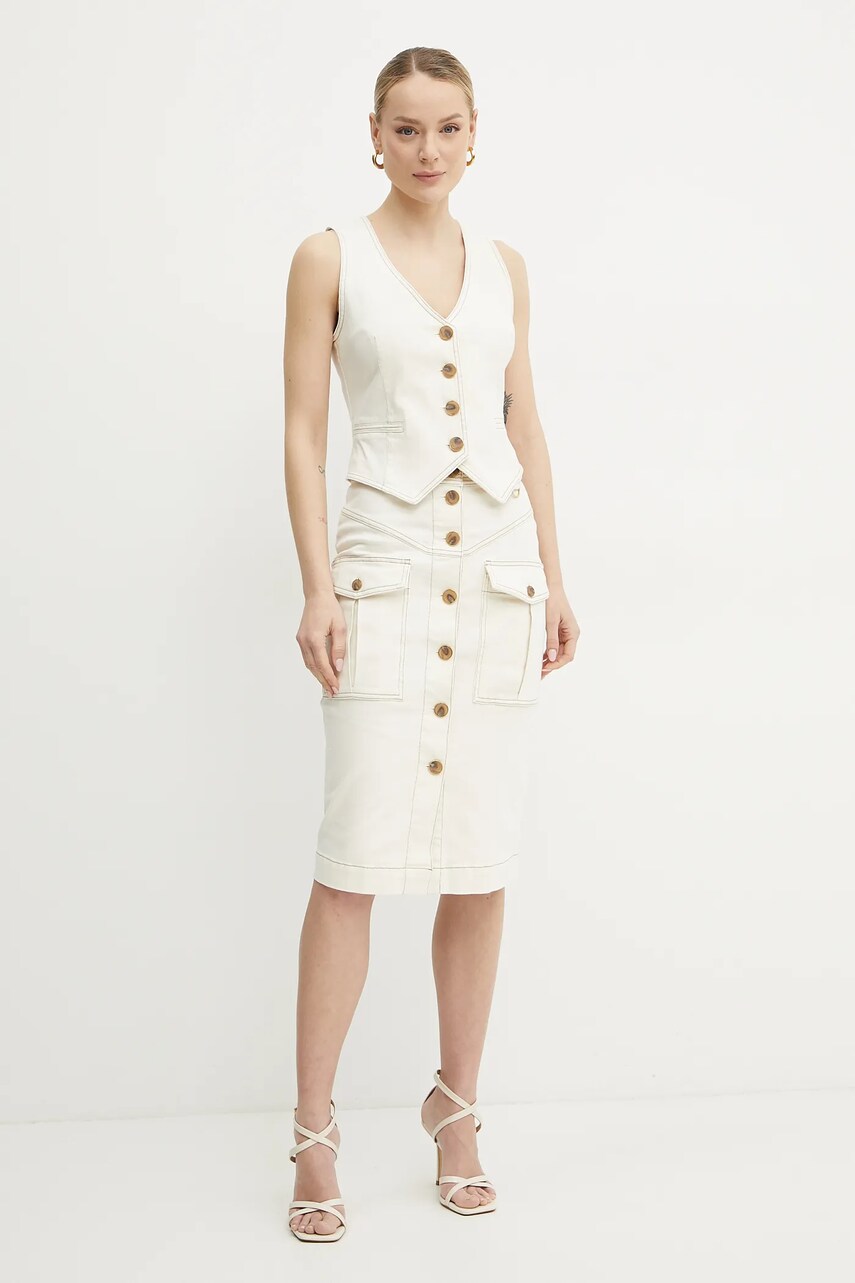 Безрукавка Marciano Guess NAOMI колір бежевий однобортний 5GGN09 7297A