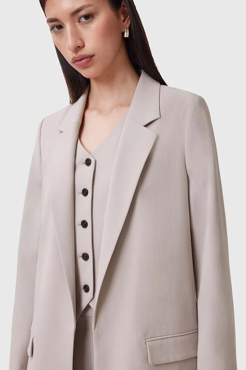 Піджак AllSaints ALEIDA колір бежевий без застібки однотонний W003QC