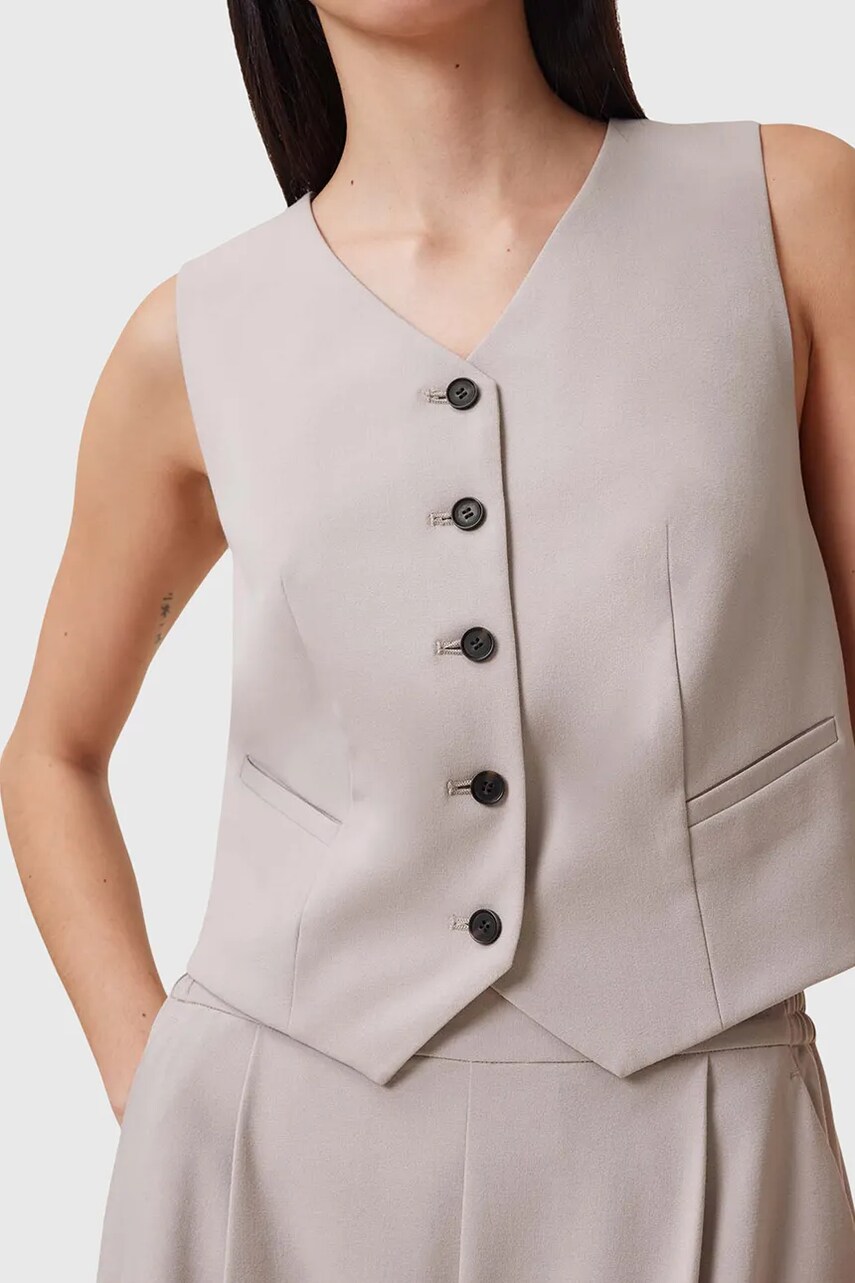 Безрукавка AllSaints ALEIDA колір бежевий однобортна W005QC
