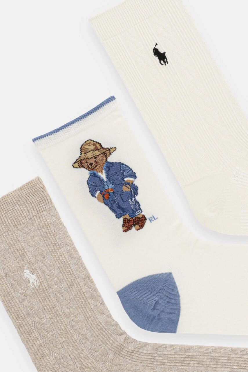 Шкарпетки Polo Ralph Lauren 3-pack жіночі колір бежевий 455972026