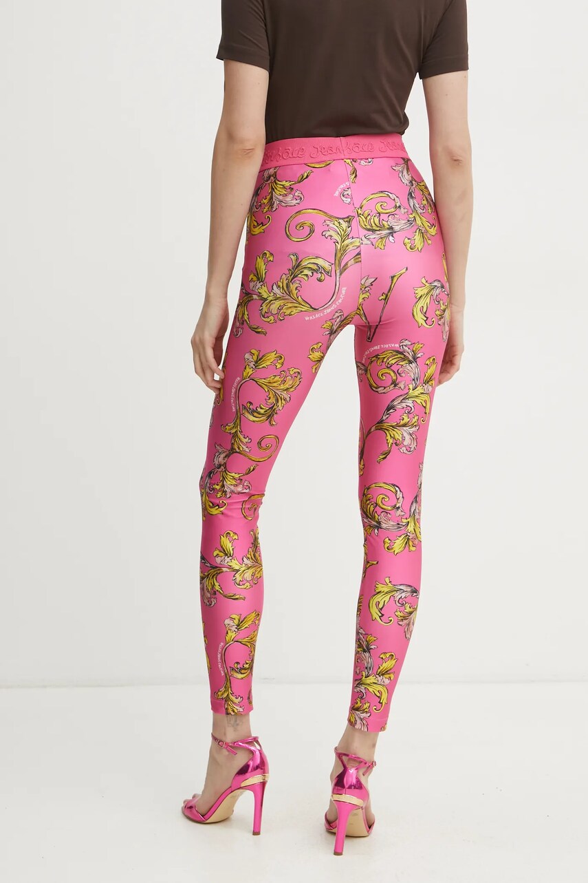 Легінси Versace Jeans Couture жіночі колір рожевий візерунок 78HAC101 JS470