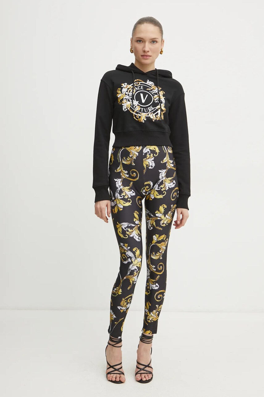 Легінси Versace Jeans Couture жіночі колір чорний візерунок 78HAC101 JS470