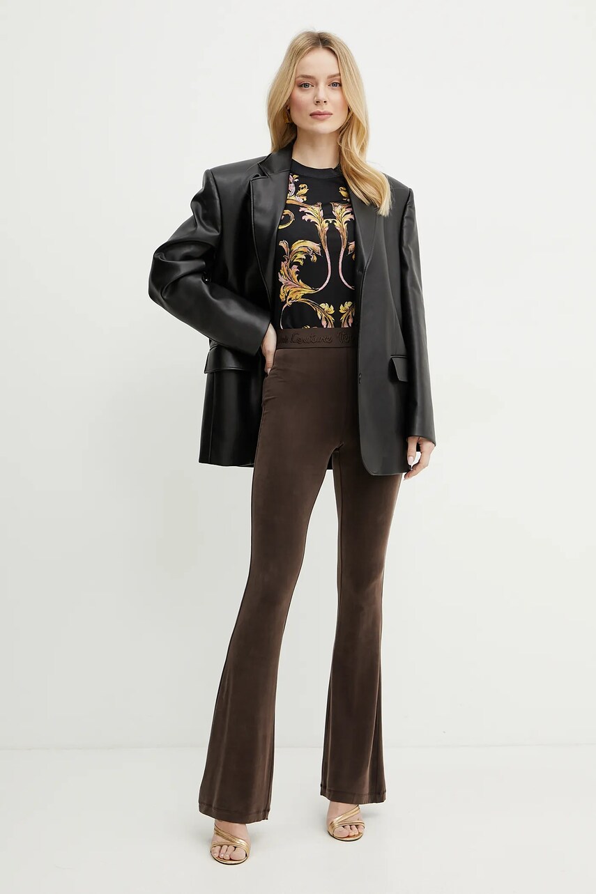 Легінси Versace Jeans Couture жіночі колір коричневий однотонні 78HAC107 J0190